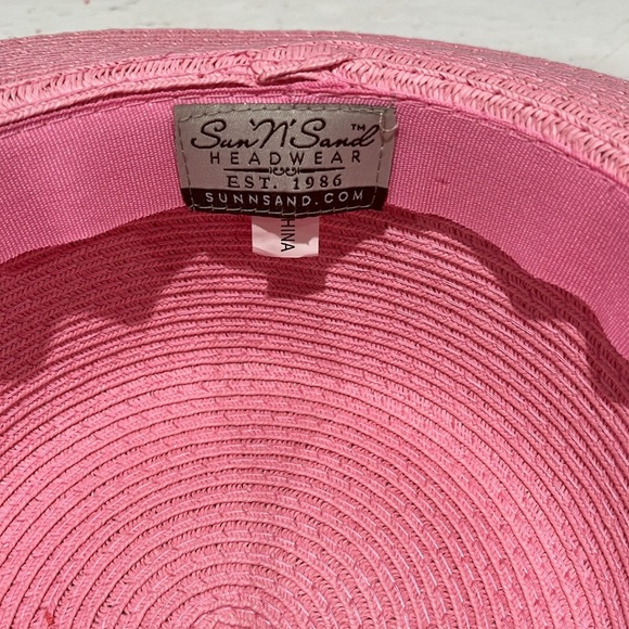 Pink Sun N Sand straw-like, Paper Braid, Summer Hat with Turned-Up Brim - Picture 4 of 7